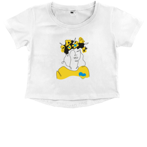 Kids' Premium Cropped T-Shirt - T-shirt with Ukrainian symbols - Mfest