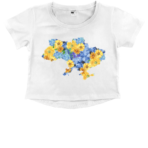 Kids' Premium Cropped T-Shirt - T-shirt with Ukrainian symbols - Mfest