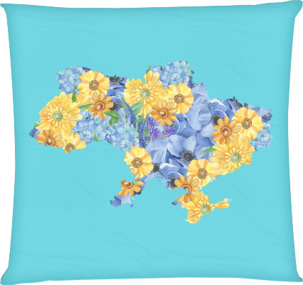 Square Throw Pillow - T-shirt with Ukrainian symbols - Mfest