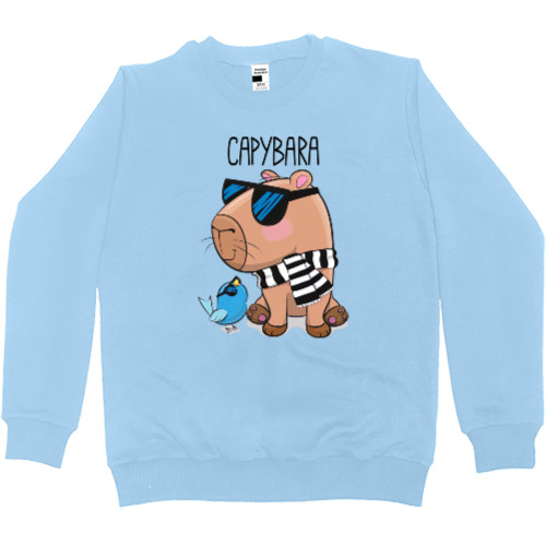 Men’s Premium Sweatshirt - Capybara with a bird - Mfest