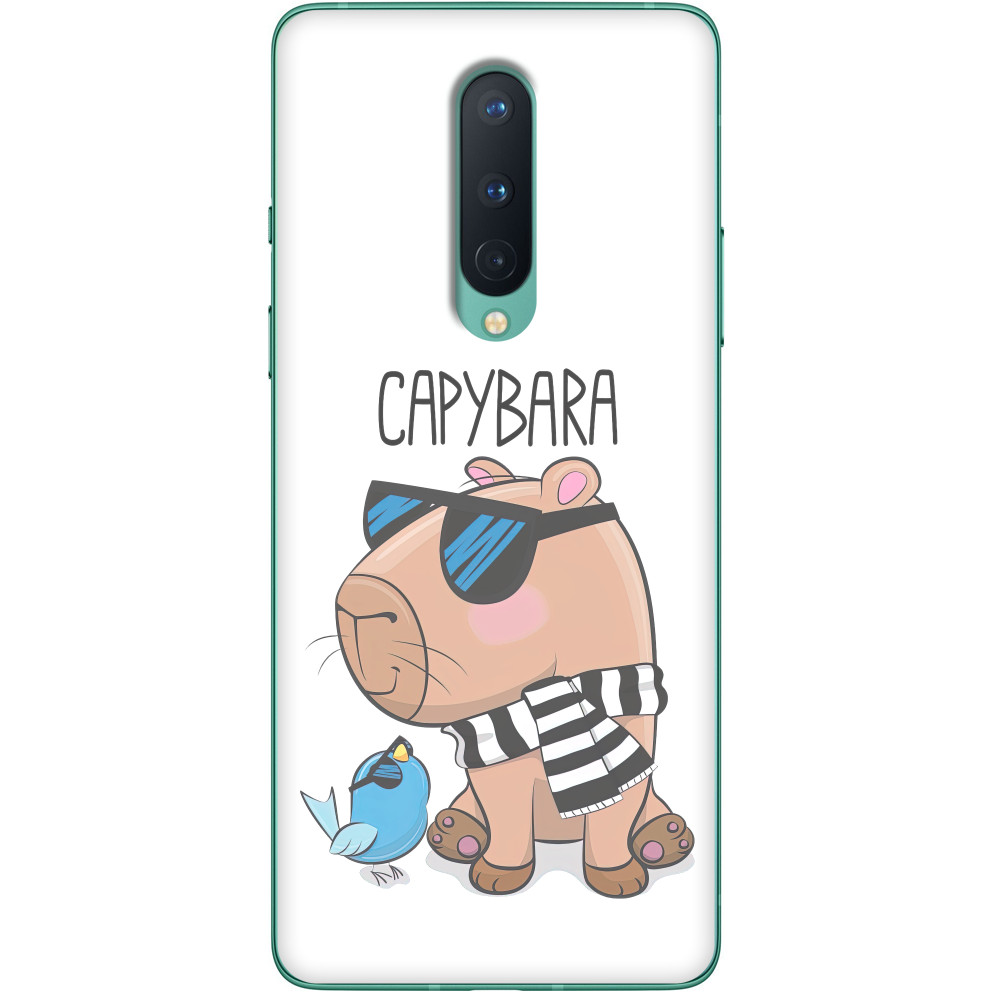 Чехол OnePlus - Capybara with a bird - Mfest