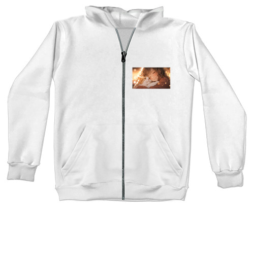 Kids' Zip-through Hoodie - Girl and Cat - Mfest