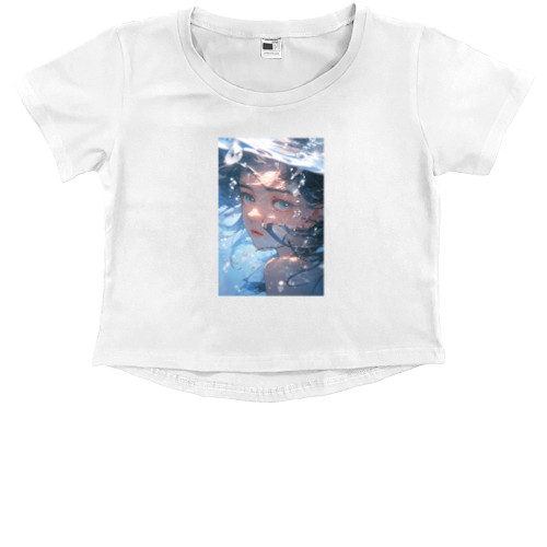 Kids' Premium Cropped T-Shirt - Anime Girl under water - Mfest