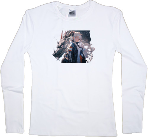 Women's Longsleeve Shirt - Girl and Dragon - Mfest