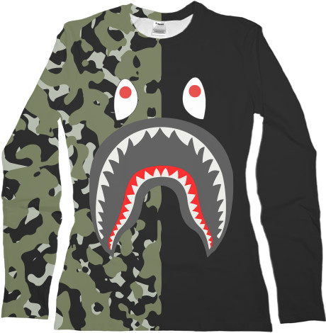 Лонгслив 3D Женский - Bape shark  - Mfest