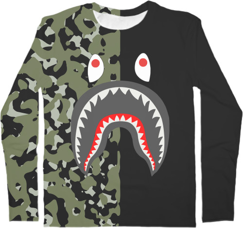 Лонгслив 3D Мужской - Bape shark  - Mfest