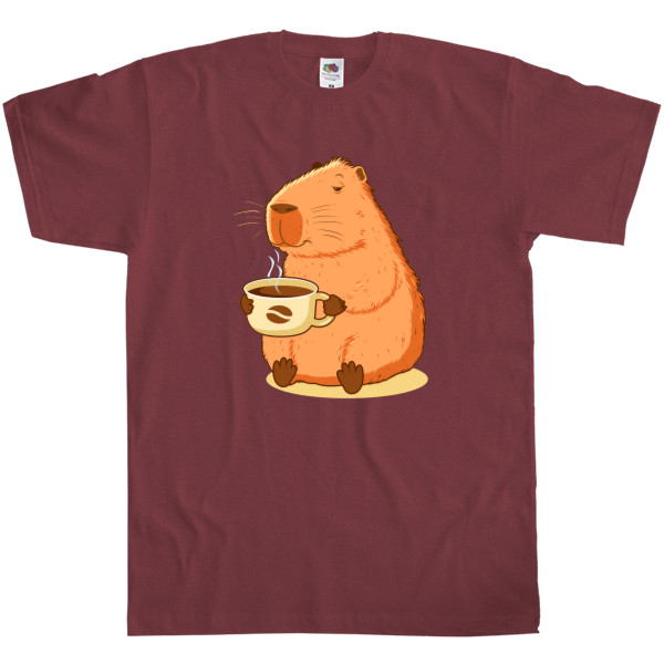 Men's T-Shirt Fruit of the loom - Capybara with coffee - Mfest