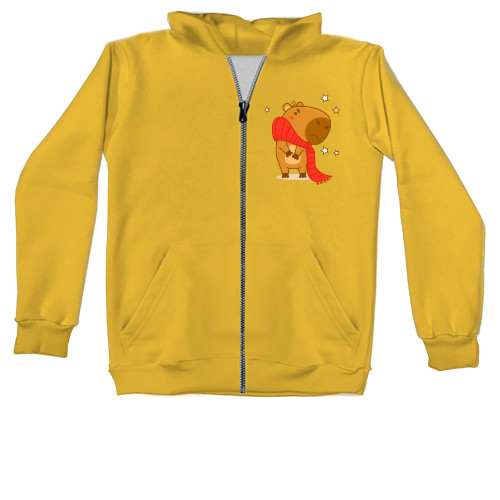 Unisex Zip-through Hoodie - Capybara in a scarf - Mfest