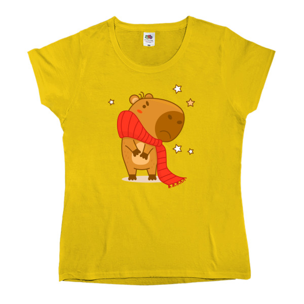 Women's T-shirt Fruit of the loom - Capybara in a scarf - Mfest