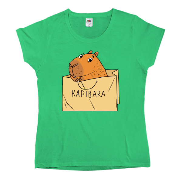 Women's T-shirt Fruit of the loom - Capybara in a bag - Mfest