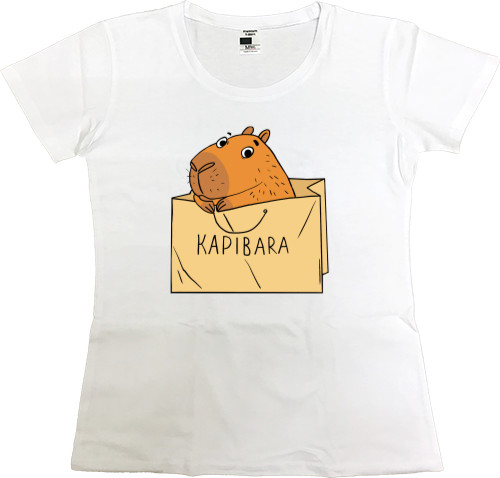 Women's Premium T-Shirt - Capybara in a bag - Mfest