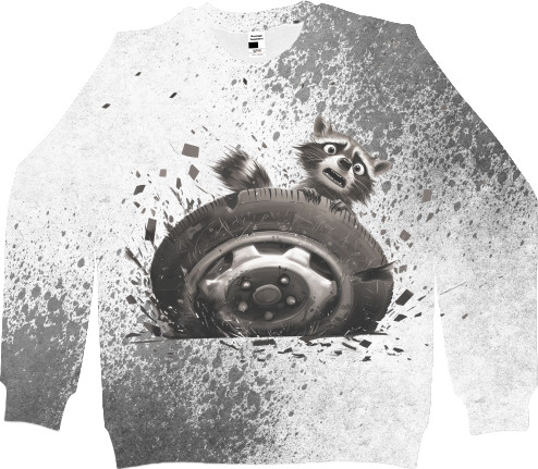 Men's Sweatshirt 3D - Raccoon with a wheel - Mfest