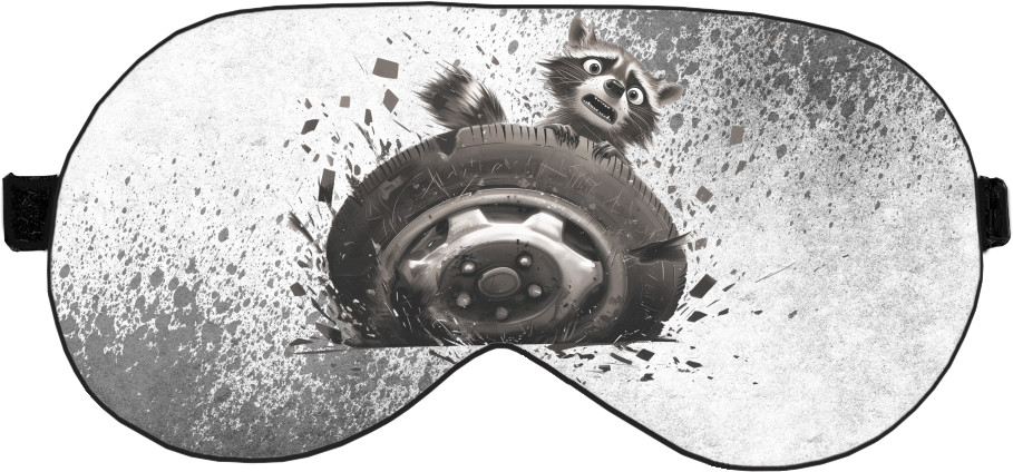 Raccoon with a wheel