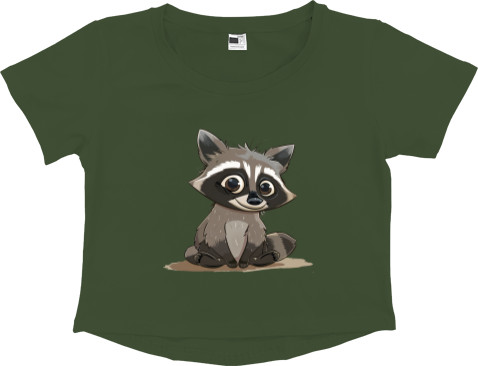 Women's Cropped Premium T-Shirt - Cute raccoon - Mfest