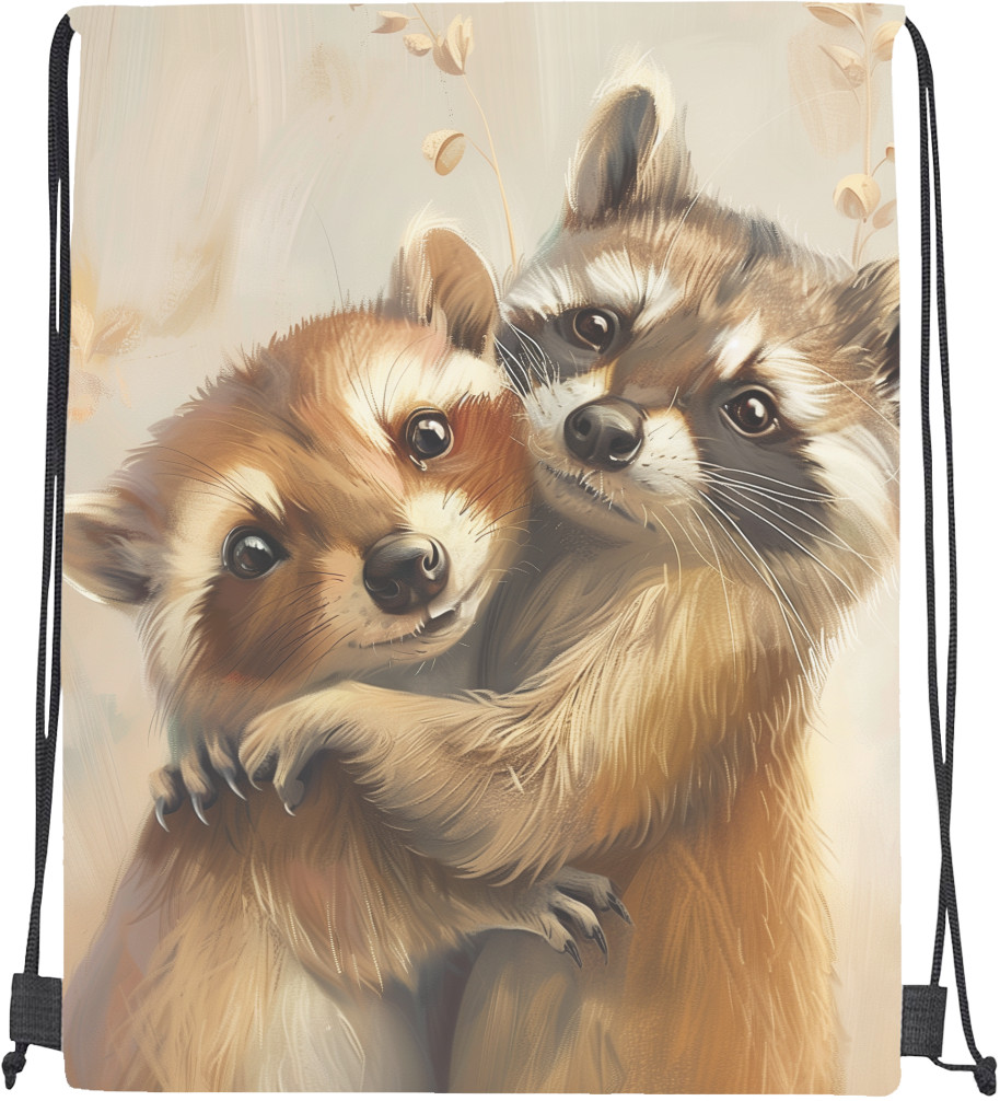 Drawstring Bag - Friendly raccoons - Mfest