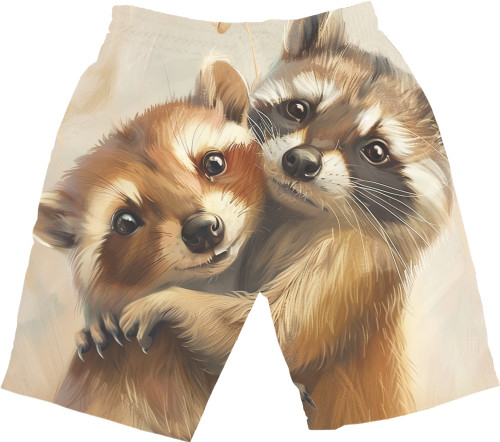 Men's Shorts 3D - Friendly raccoons - Mfest