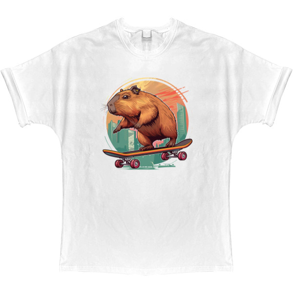 T-shirt Oversize - Capybara on a skateboard - Mfest