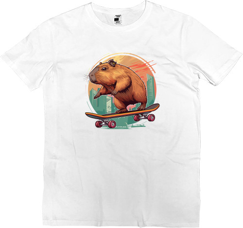 Men’s Premium T-Shirt - Capybara on a skateboard - Mfest