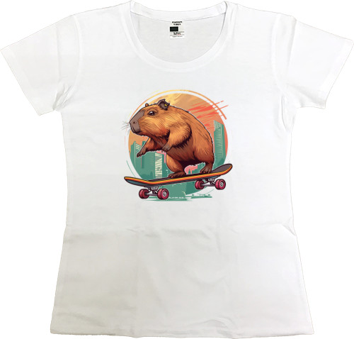 Women's Premium T-Shirt - Capybara on a skateboard - Mfest