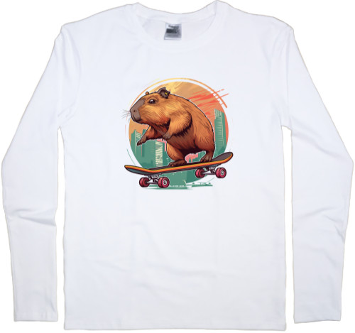 Kids' Longsleeve Shirt - Capybara on a skateboard - Mfest