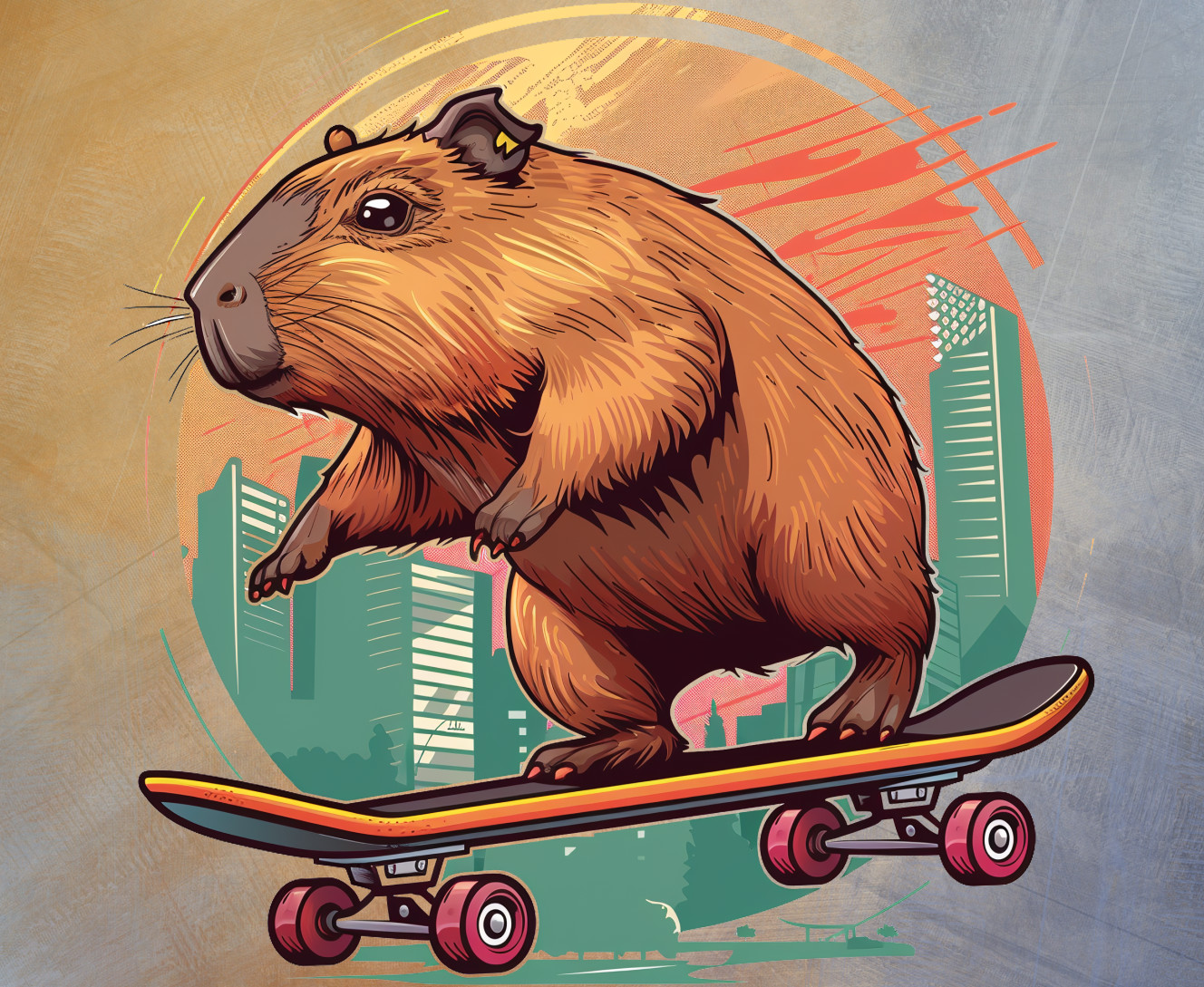 Capybara on a skateboard