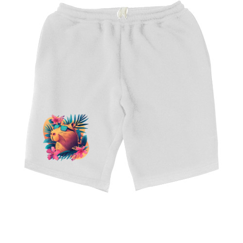 Men's Shorts - Capybara with flowers - Mfest