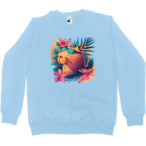 Women's Premium Sweatshirt - Capybara with flowers - Mfest