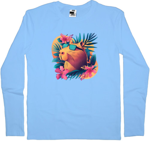 Kids' Longsleeve Shirt - Capybara with flowers - Mfest