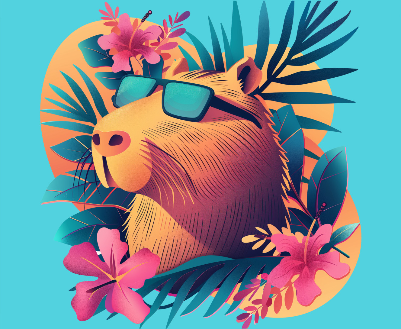 Capybara with flowers