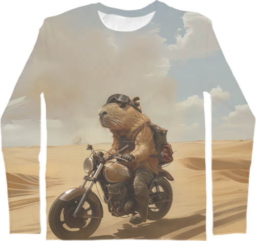 Men's Longsleeve Shirt 3D - Capybara biker - Mfest