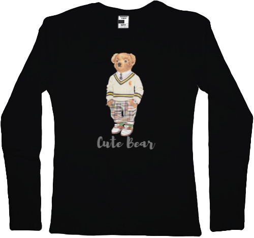 Women's Longsleeve Shirt - Cute Bear, Стильный мишка - Mfest