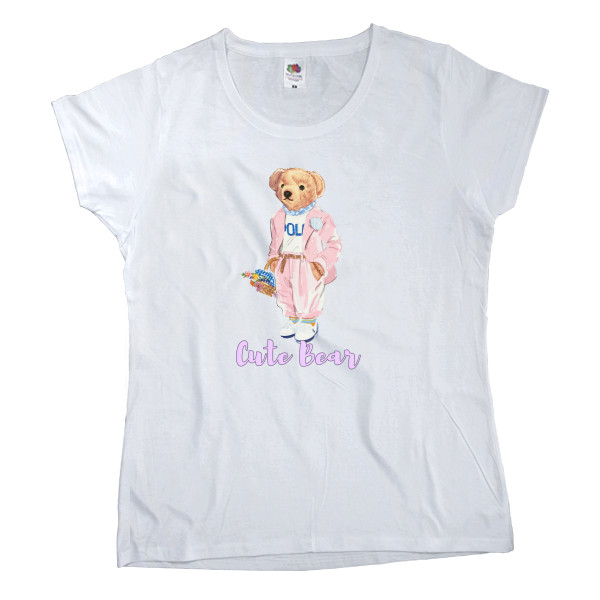 Women's T-shirt Fruit of the loom - Cute Bear, Милый и красивый мишка. - Mfest