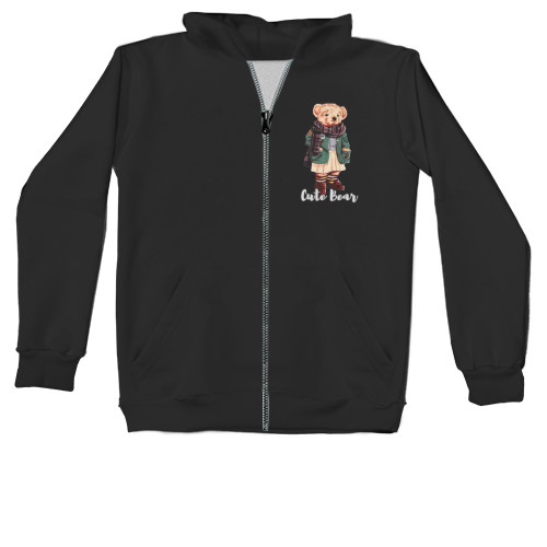 Unisex Zip-through Hoodie - Cute Bear, Милый и красивый мишка - Mfest