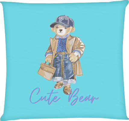 Square Throw Pillow - Cute Bear, Teddy Bear, Стильный мишка - Mfest