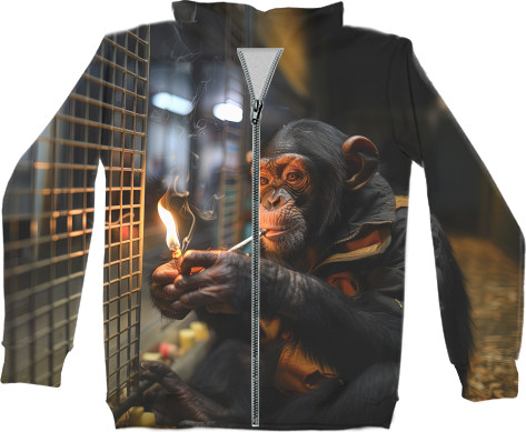 Unisex Zip-through Hoodie 3D - Monkey - Mfest