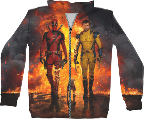 Unisex Zip-through Hoodie 3D - Deadpool and Wolverine - Mfest