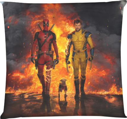 Square Throw Pillow - Deadpool and Wolverine - Mfest