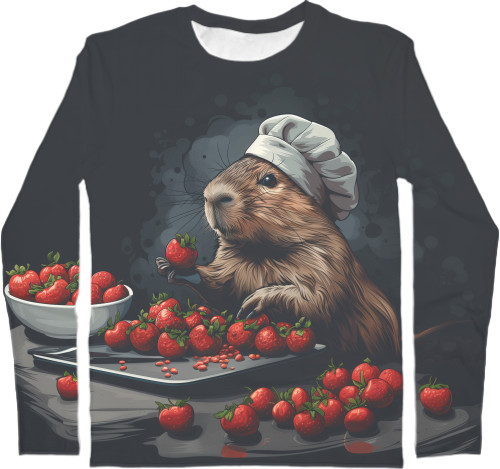 Men's Longsleeve Shirt 3D -  Capybara cook - Mfest