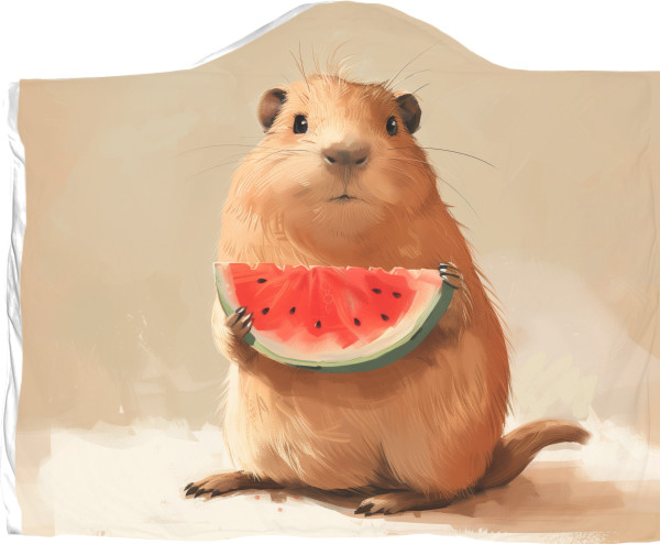 Plaid with a Hood - Capybara and watermelon - Mfest