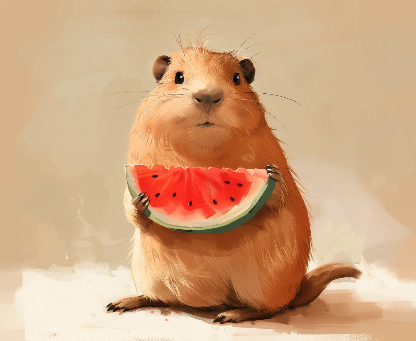 Capybara and watermelon