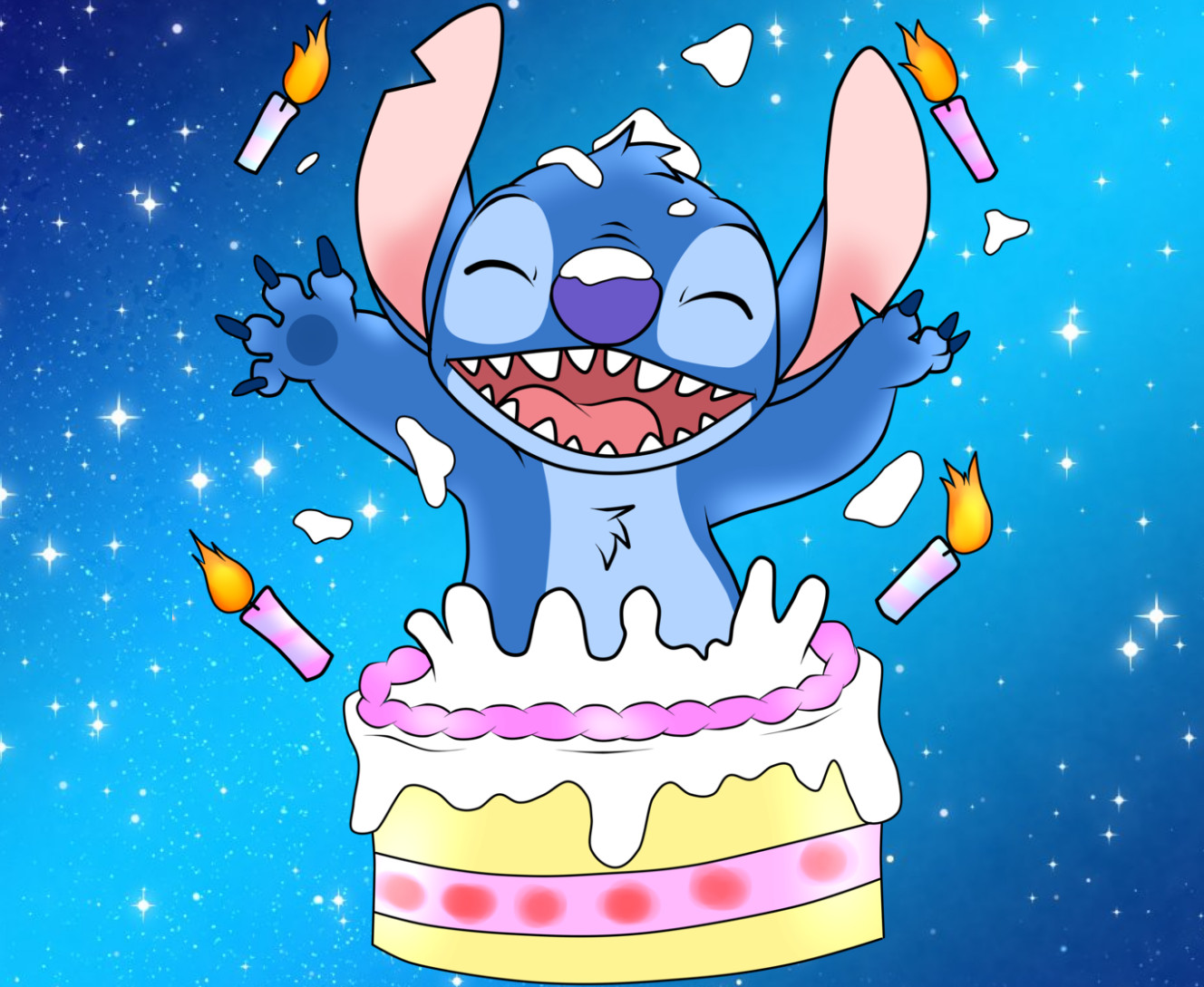 Stitch with cake