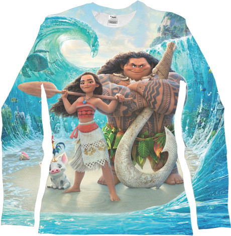 Women's Longsleeve Shirt 3D - Moana Maui Pua And Hei Hei - Mfest