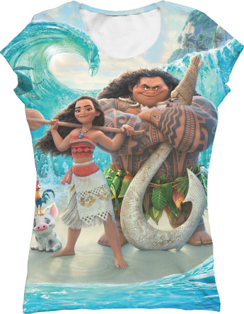 Women's T-Shirt 3D - Moana Maui Pua And Hei Hei - Mfest