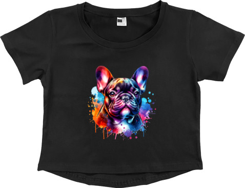 Women's Cropped Premium T-Shirt - French bulldog - Mfest