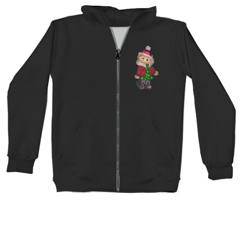 Unisex Zip-through Hoodie - Christmas Bear, Cute Christmas Teddy Bear - Mfest