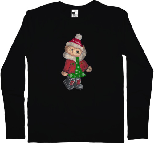 Men's Longsleeve Shirt - Christmas Bear, Cute Christmas Teddy Bear - Mfest