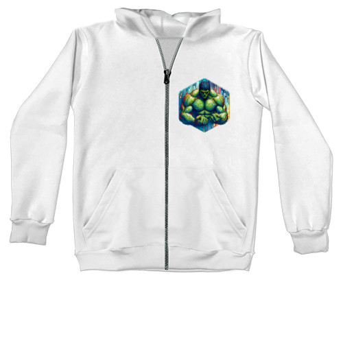 Kids' Zip-through Hoodie - Hulk art - Mfest