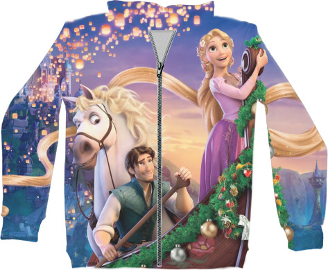 Kids' Zip-through Hoodie 3D -  Rapunzel - Mfest