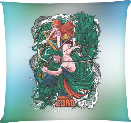 Square Throw Pillow - Roronoa Zoro One Piece - Mfest