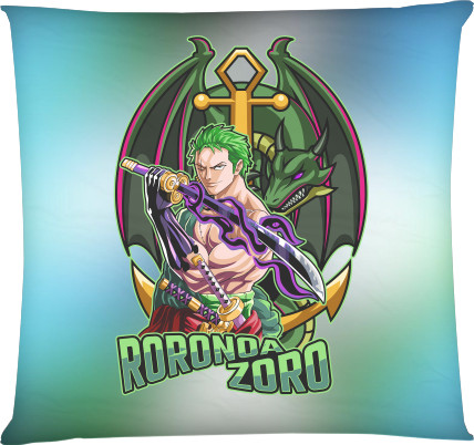 Square Throw Pillow - Zoro One Piece - Mfest